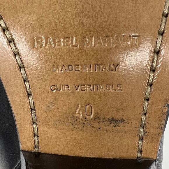 Isabel Marant Lamsy Leather Western Ankle Boots Black Size 40 - Picture 8 of 12